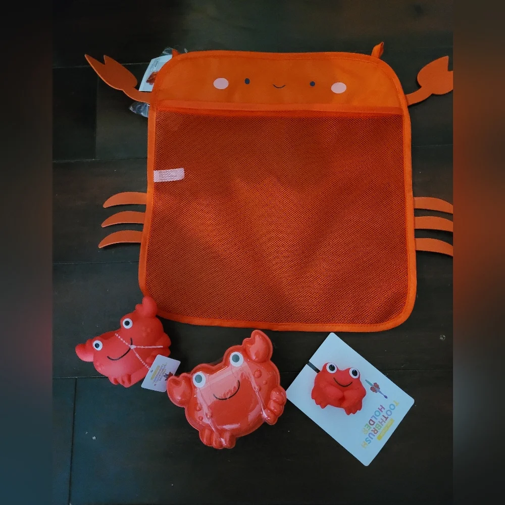 Orange Crab Bath Toy Set